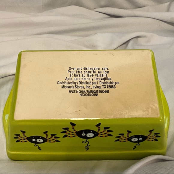 Ceramic Mini Loaf Bread/Treat Pan SPIDERS Halloween Slime Green - Picture 8 of 8